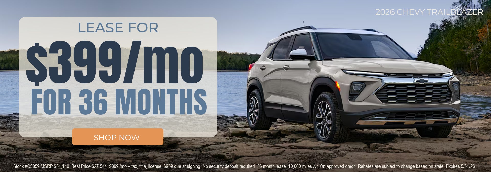 Lease a new 2026 Chevy Trailblazer for only $399/mo