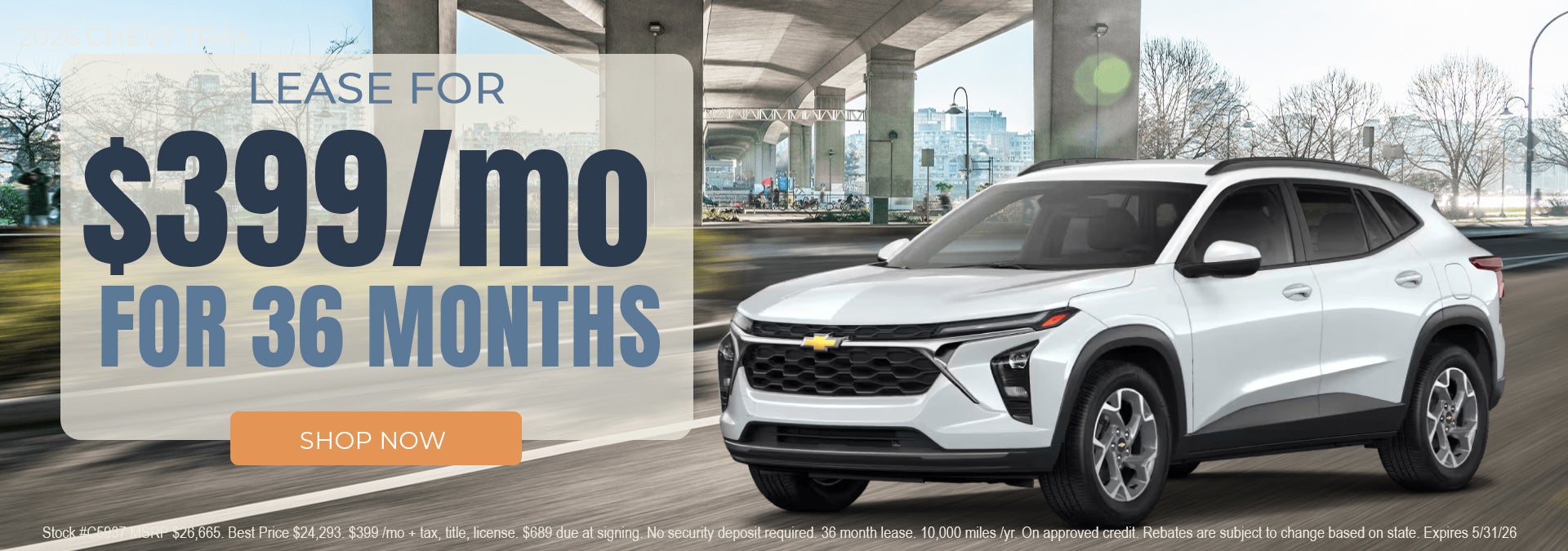 Lease a new 2026 Chevy Trax for only $399/mo