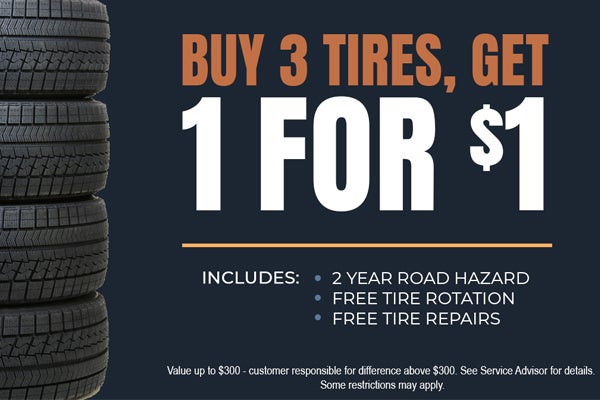 Buy 3 Tires, Get 1 for $1
