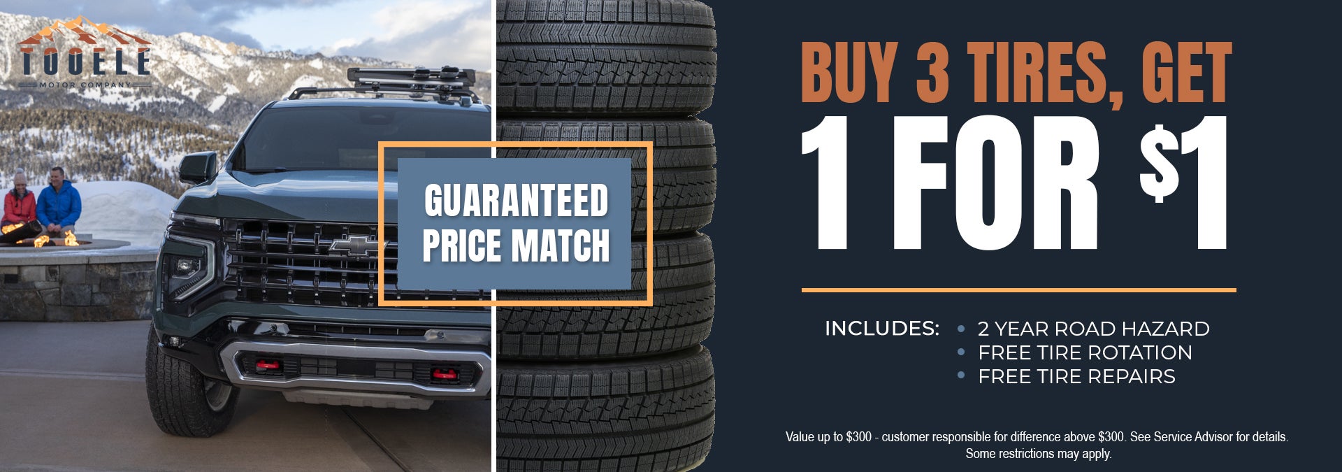 Buy 3 Tires, Get 1 Tires for $1 at Tooel Chevy
